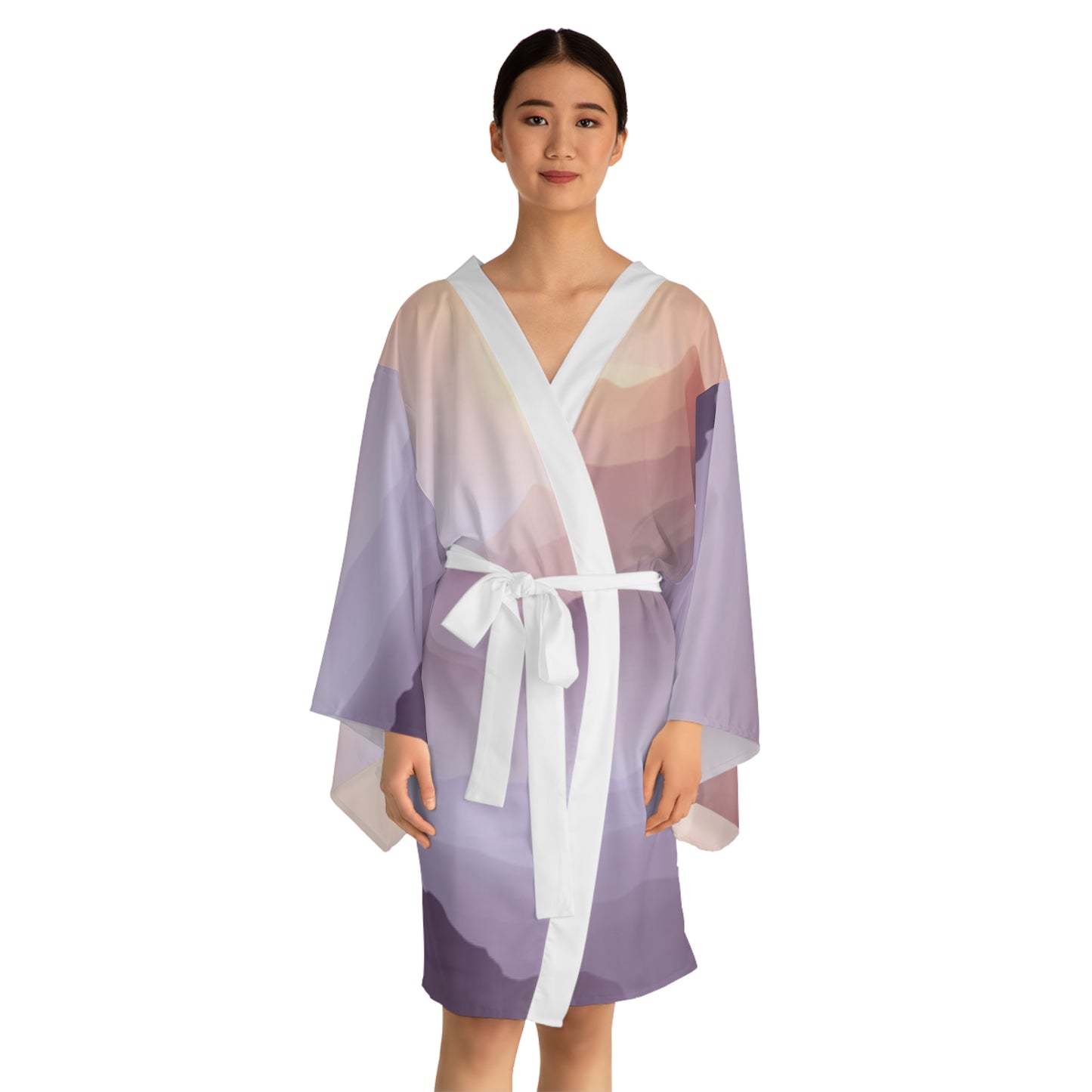 Purple Mountains, Long Sleeve Kimono Robe (AOP)