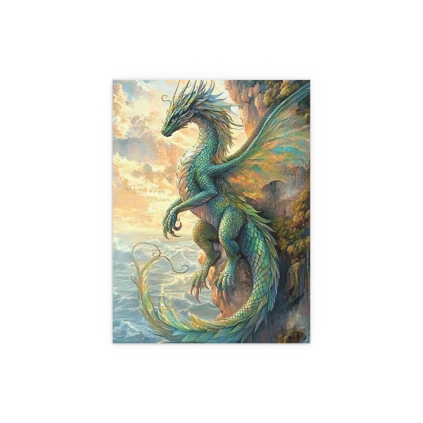 Sunset Watcher, Silk Poster | Fantasy Decor, Wall Art, Home Decor, Dragon Lover Gift, Boho Wall Hanging