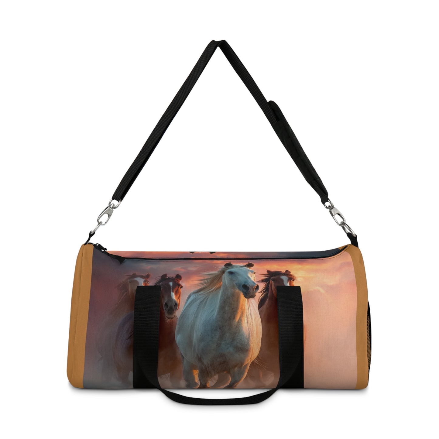 Running on Sunlight, Wild Horses Sunset Duffel Bag — Scenic Equestrian Travel Bag