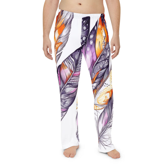 White Feathers, Men's Pajama Pants (AOP)