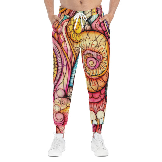 Abstract Seashell, Unisex Athletic Joggers (AOP)