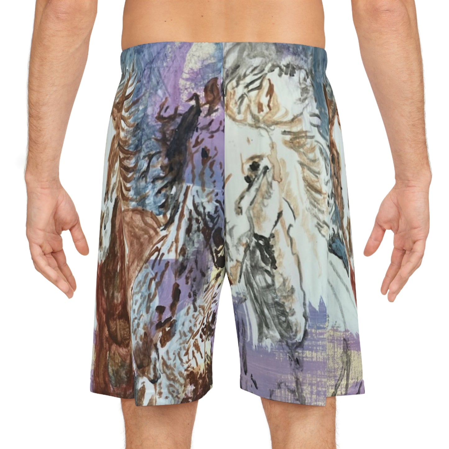 "Free as the Breeze" Basketball Shorts, Summer Sports Wear, Vacation Swim Shorts, Outdoor Activities, Unique Gifts for Horse Lovers