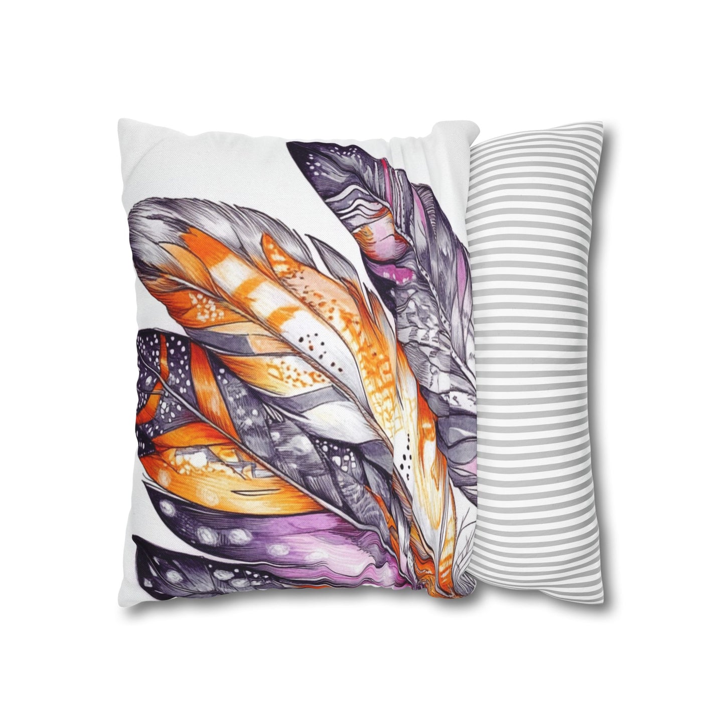 White Feathers, Spun Polyester Square Pillowcase