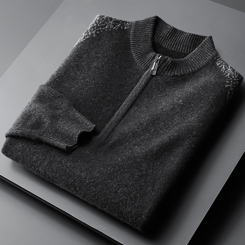 m3-Men's Zipper Half High Collar Cashmere Sweater