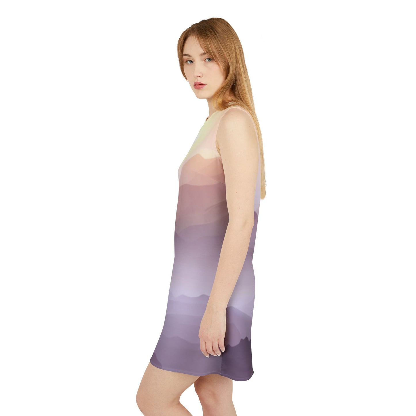 Purple Mountains, A-line Sleeveless Dress (AOP)