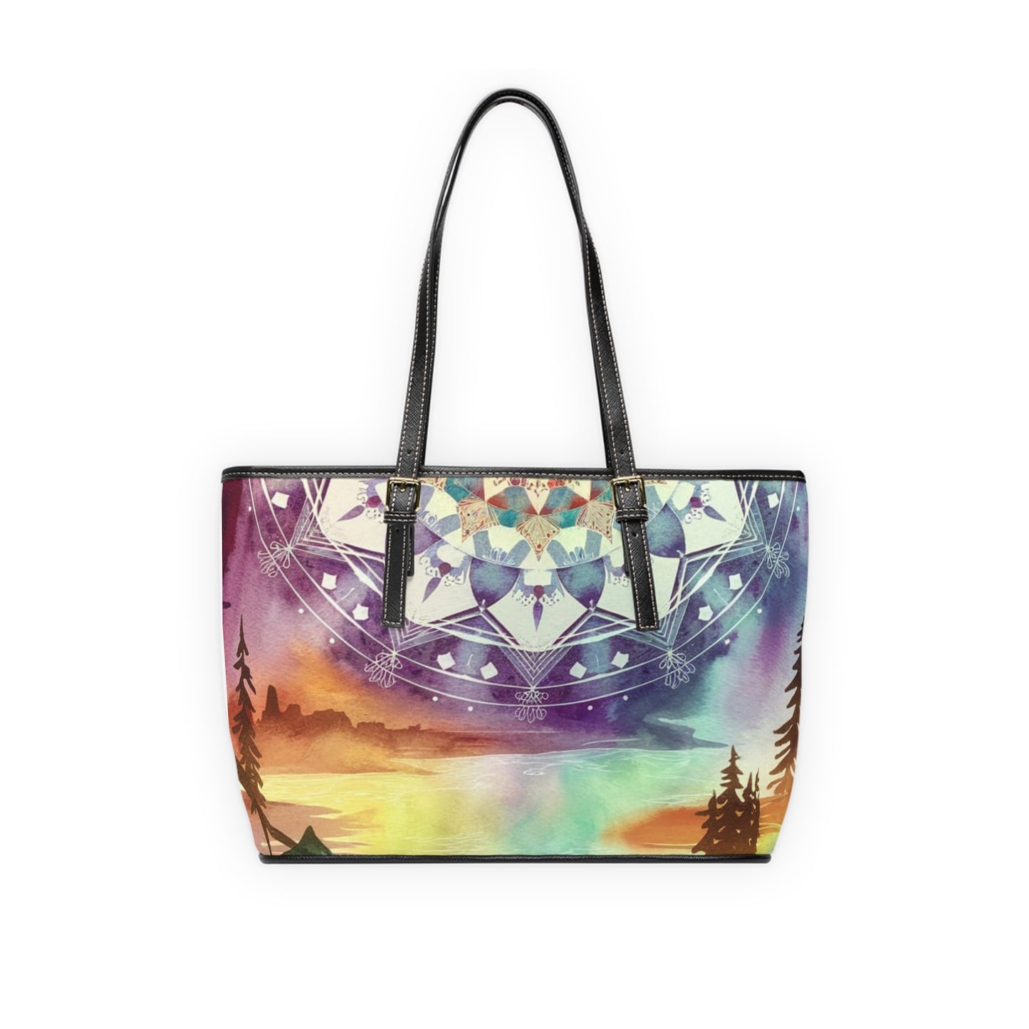 Geometric Pastel Rainbow, PU Leather Shoulder Bag