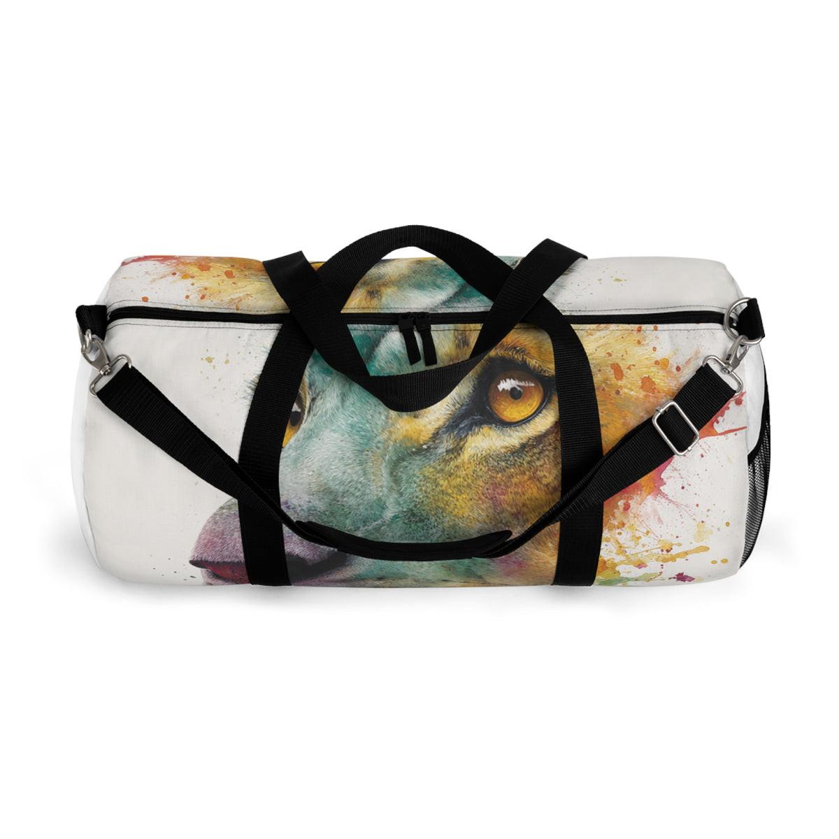 Soul of a Lion, Watercolor Lion Duffel Bag — Colorful Animal Print Travel Gym Bag