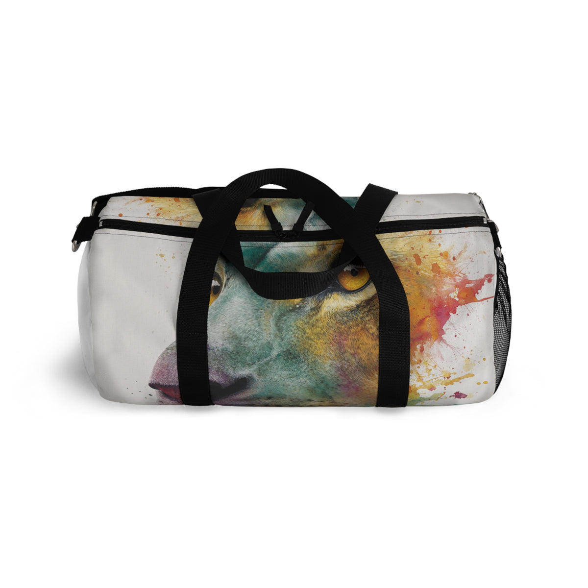 Soul of a Lion, Watercolor Lion Duffel Bag — Colorful Animal Print Travel Gym Bag