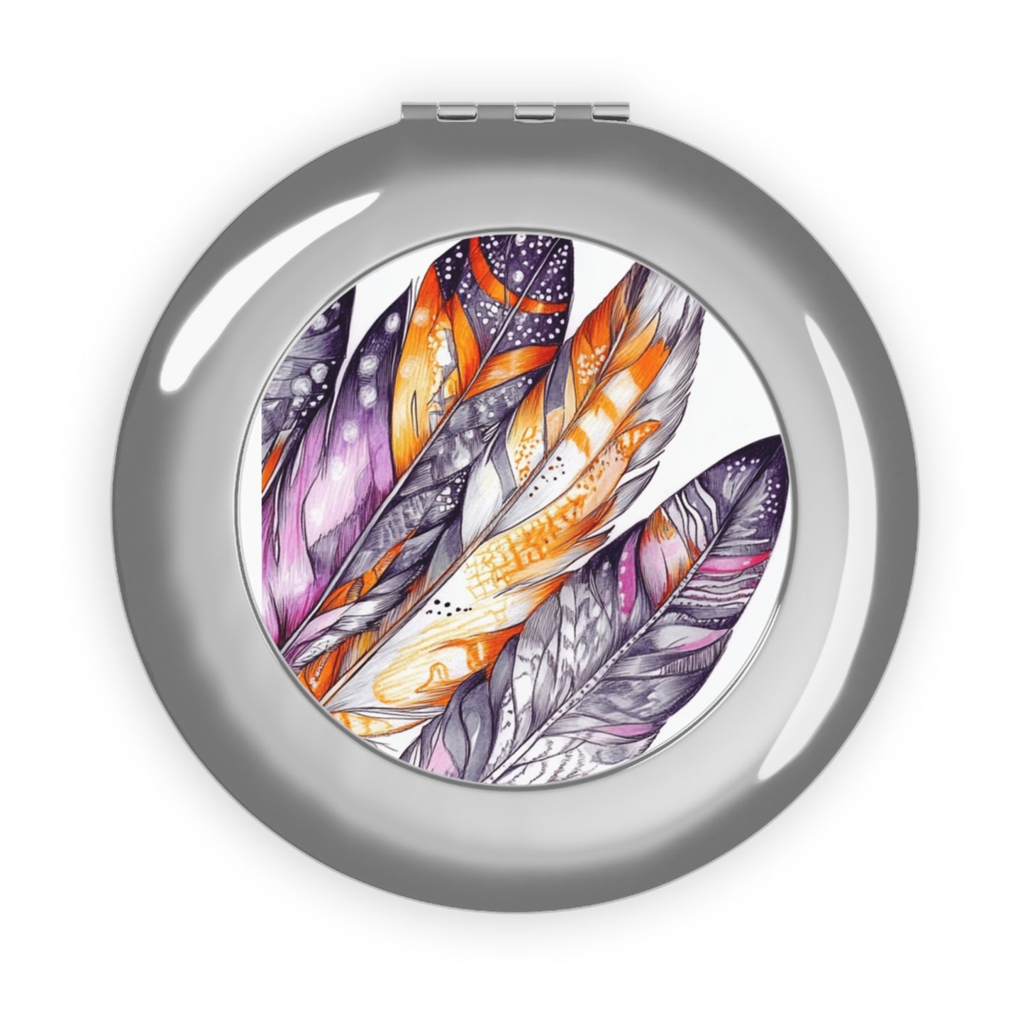 White Feathers, Compact Travel Mirror