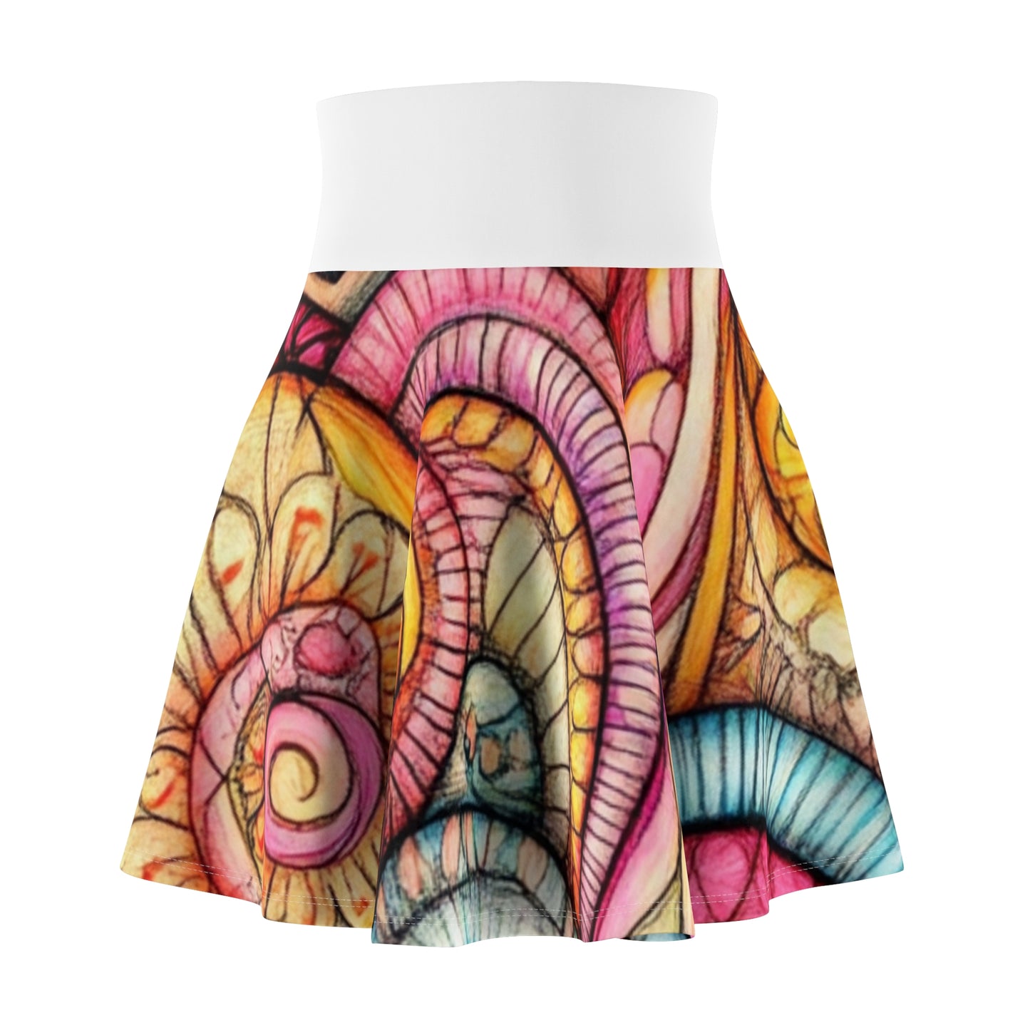 Abstract Seashell, Women's Skater Skirt (AOP)