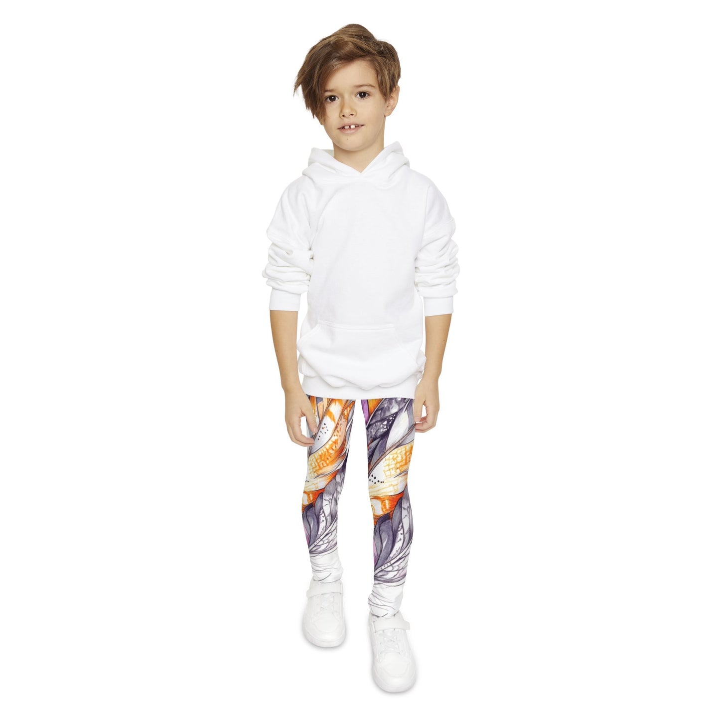 White Feathers,  Unisex Youth Full-Length Leggings (AOP)