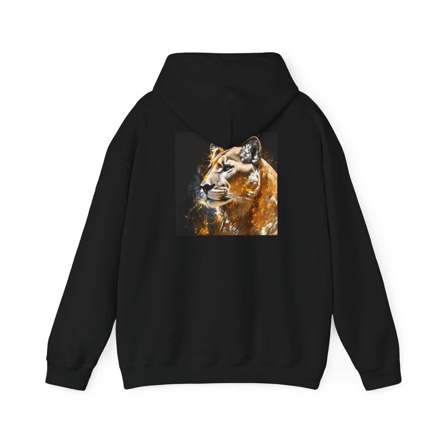 Golden Mountain Lion, Wildlife, Unisex Heavy Blend™ Hooded Sweatshirt, AI Assisted Design