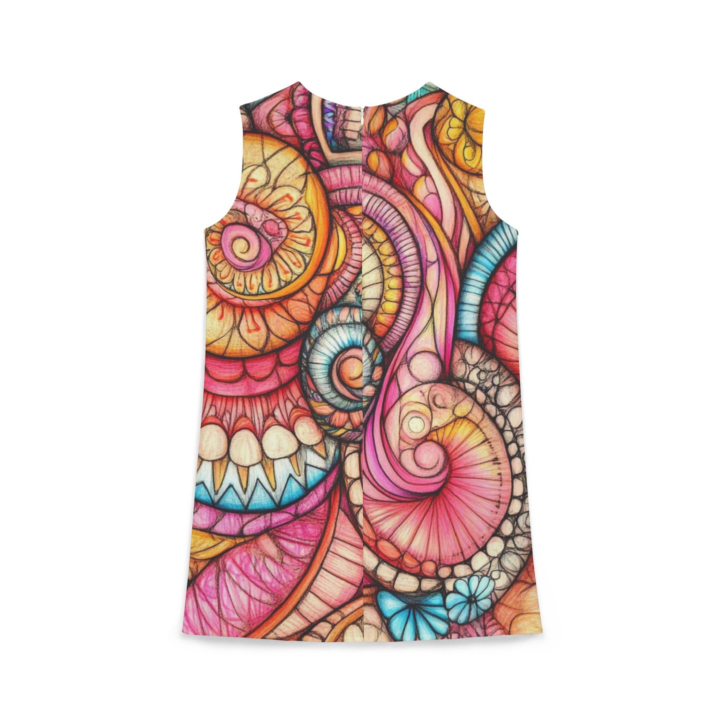 Abstract Seashell, A-line Sleeveless Dress (AOP)