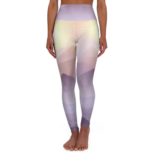 Purple Mountains, High Waisted Yoga Leggings (AOP)