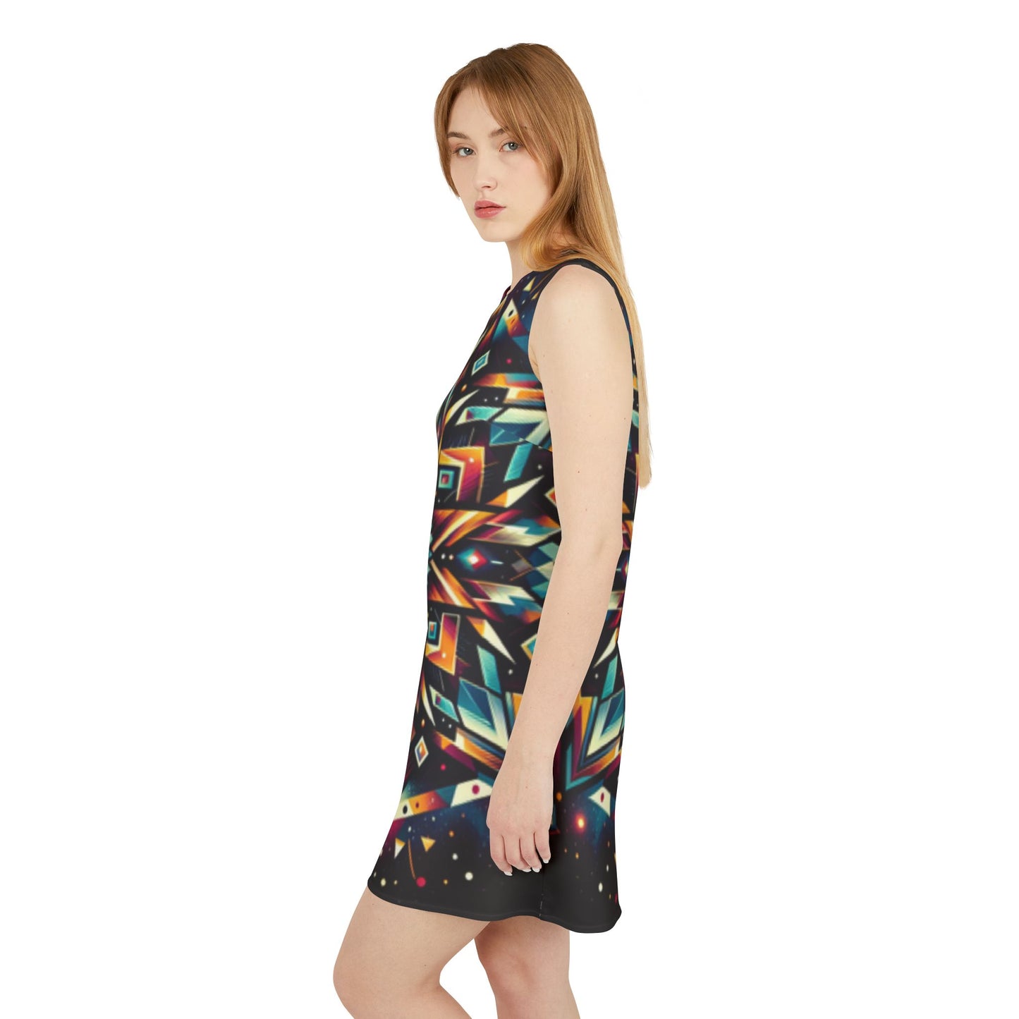 Geometric Tribal, A-line Sleeveless Dress (AOP)