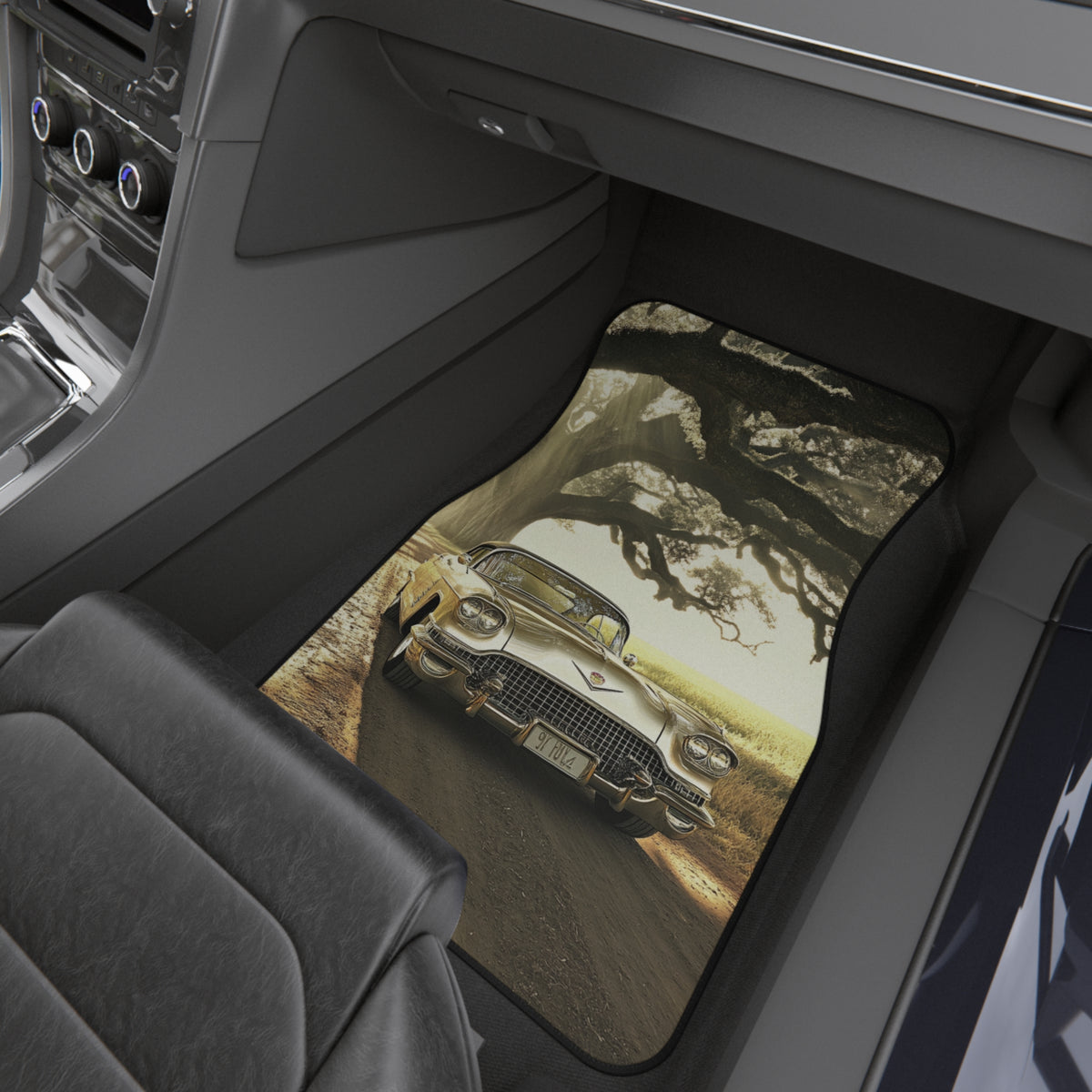 Vintage Golden Cadillac Car Mats (Set of 4) — Retro Classic Road Trip Floor Liners