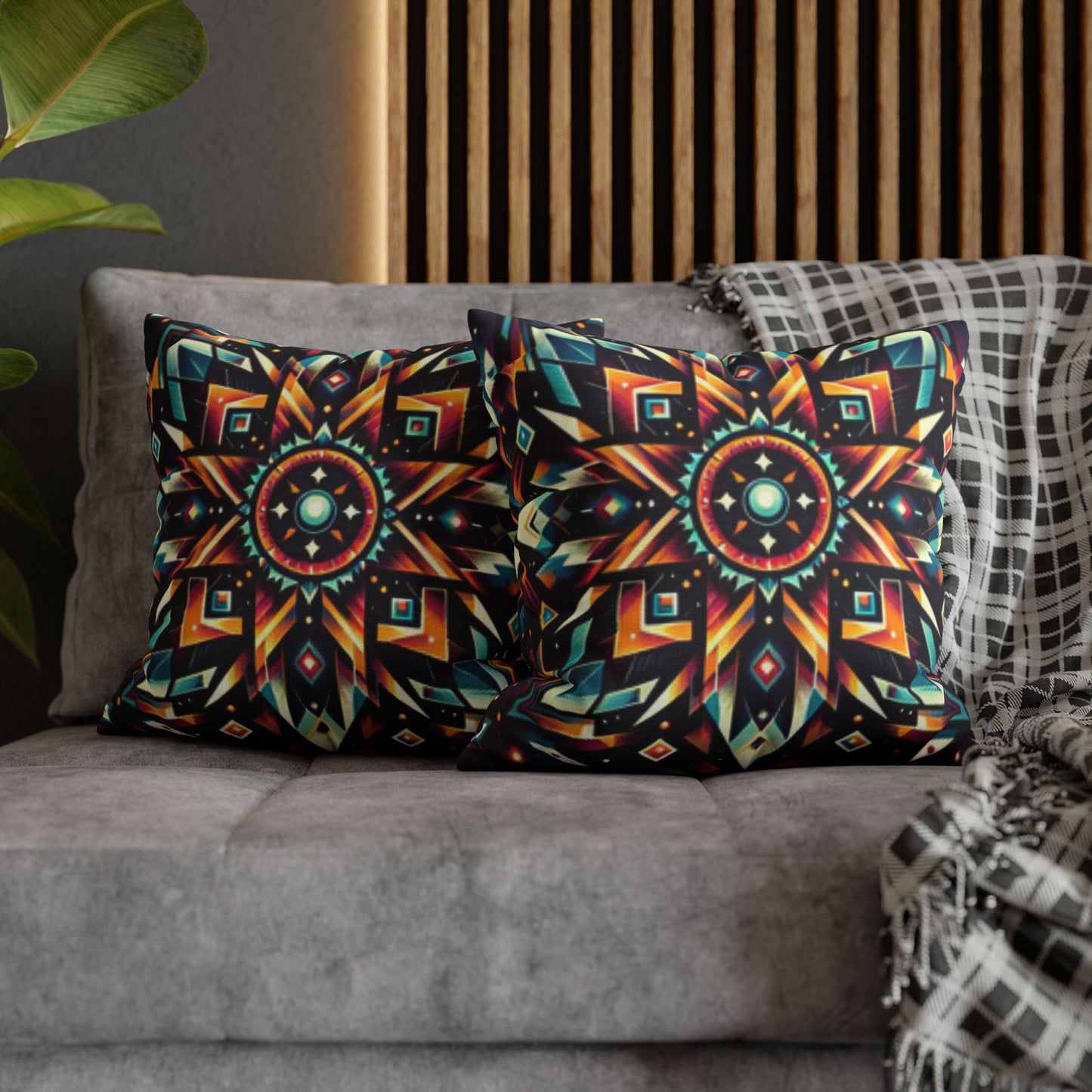 Geometric Tribal, Spun Polyester Square Pillowcase