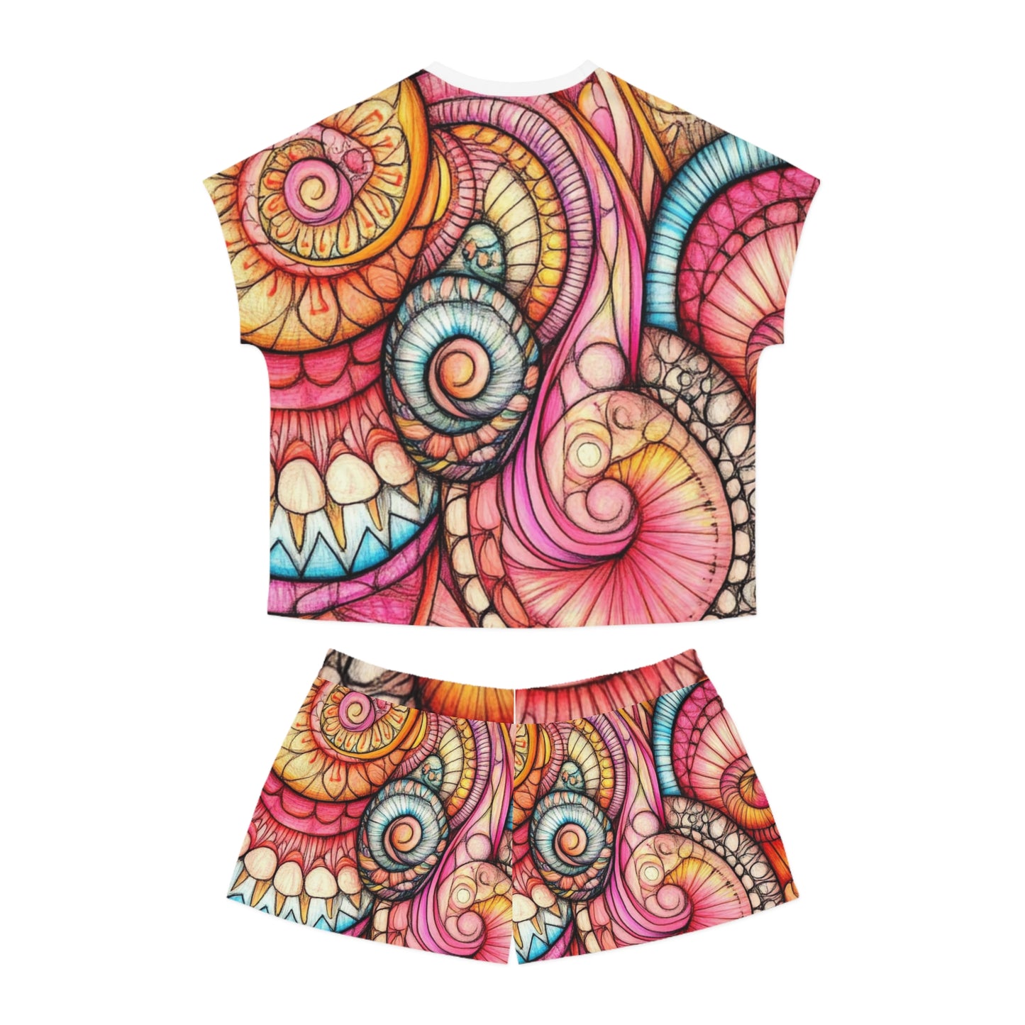 Abstract Seashell, Women's Short Pajama Set (AOP)