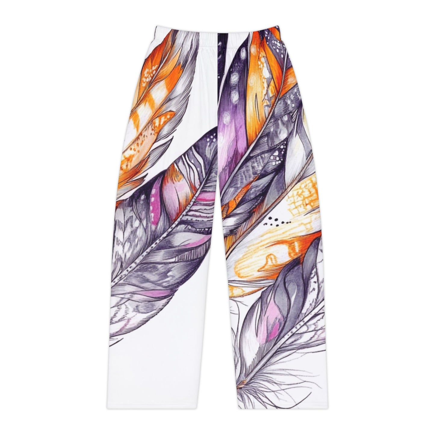 White Feathers, Women's Pajama Pants (AOP)