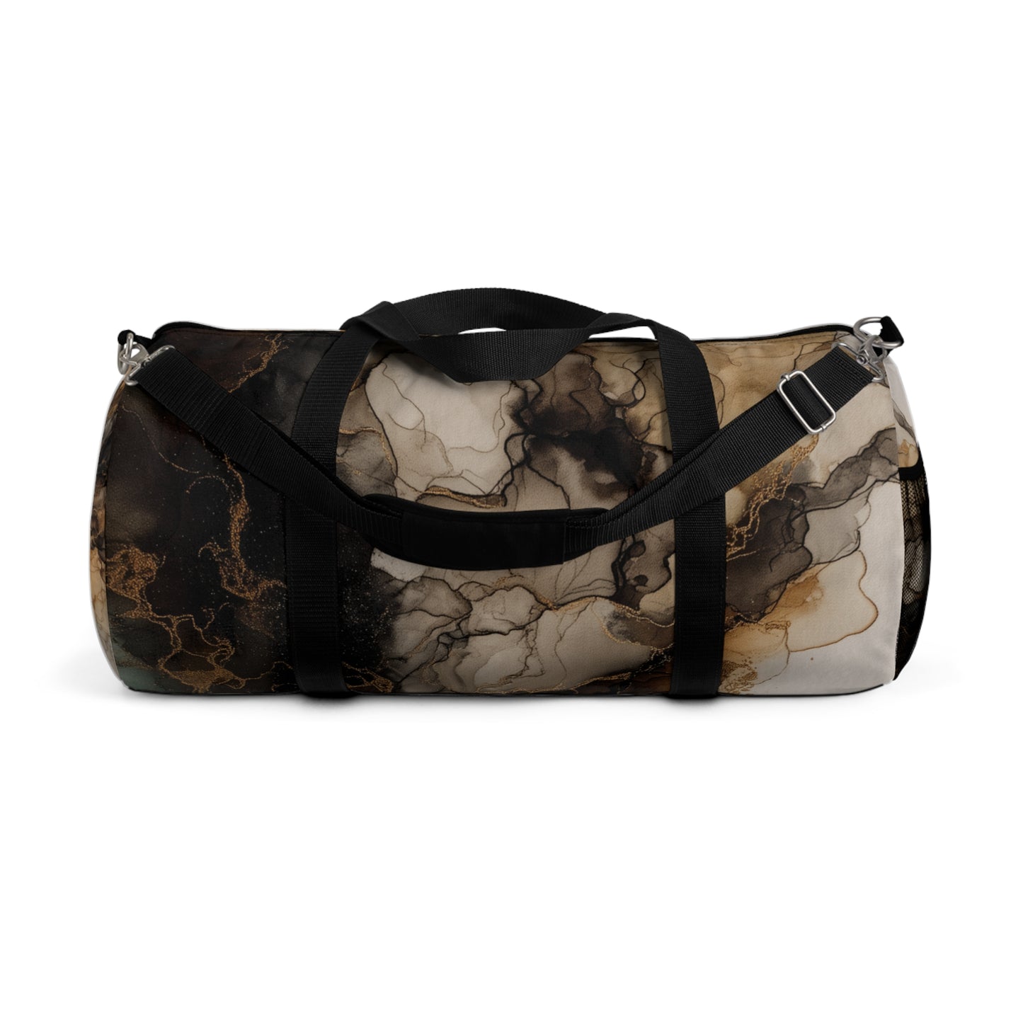 Earth Toned Watercolor, Marbled Smoke Duffel Bag – Abstract Brown Travel Gym Bag
