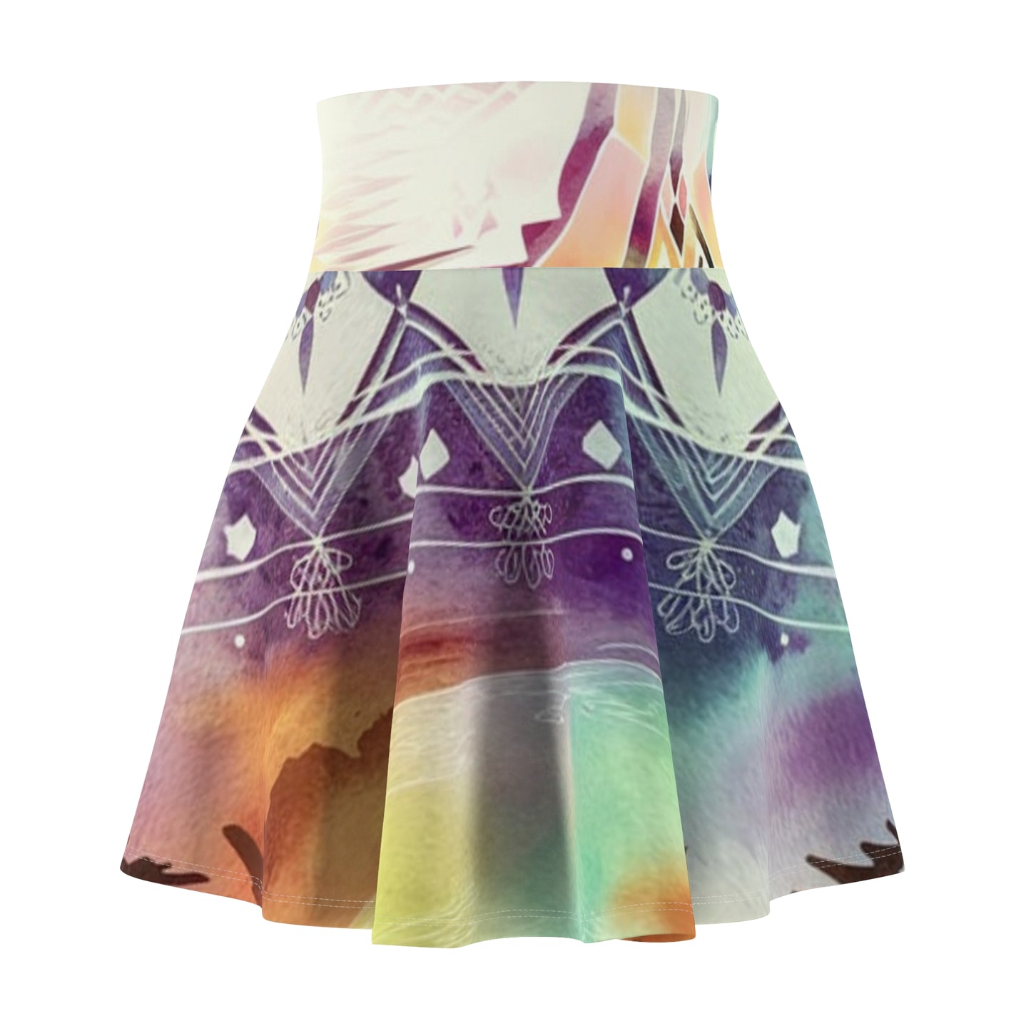 Geometric Pastel Rainbow, Women's Skater Skirt (AOP)