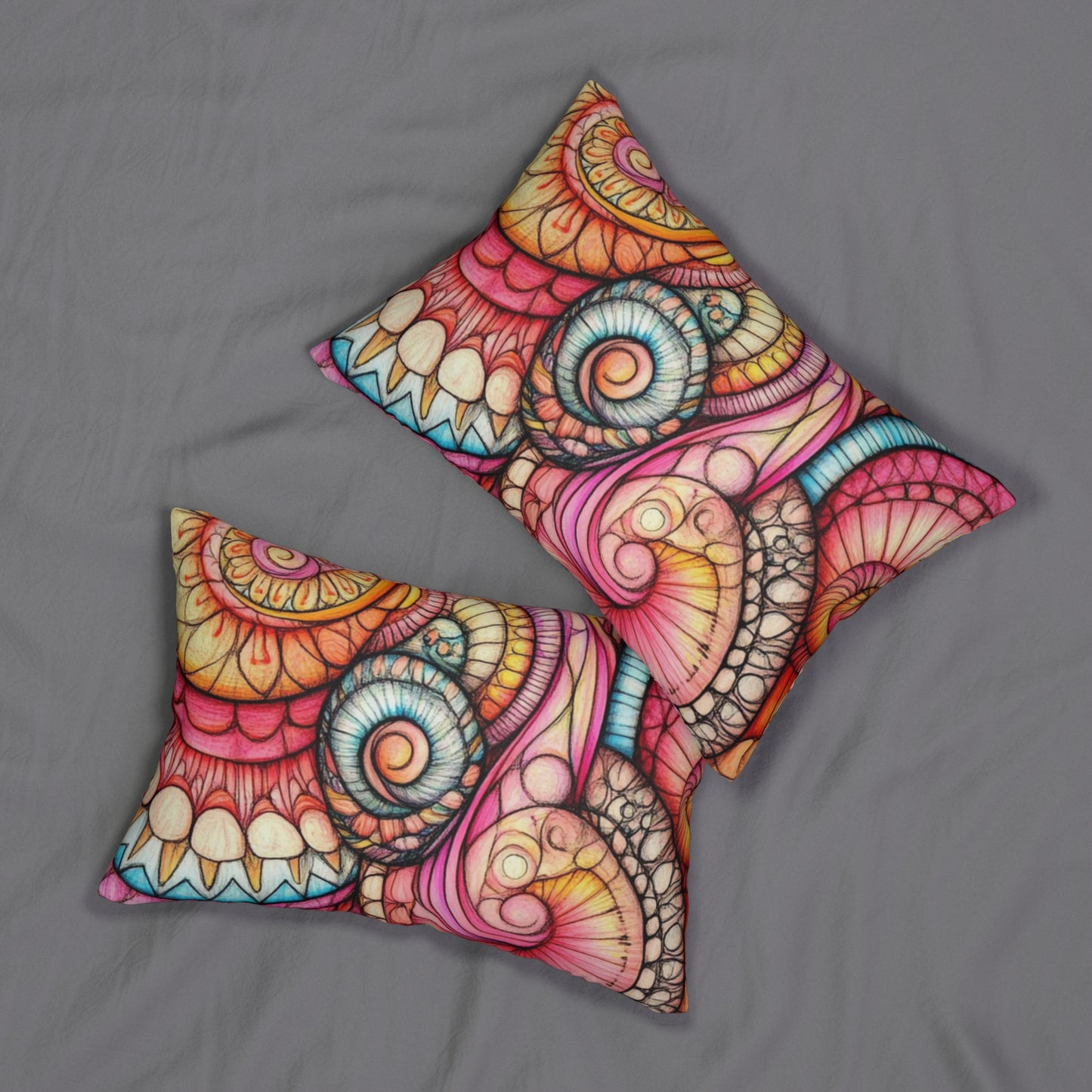 Abstract Seashell, Spun Polyester Lumbar Pillow