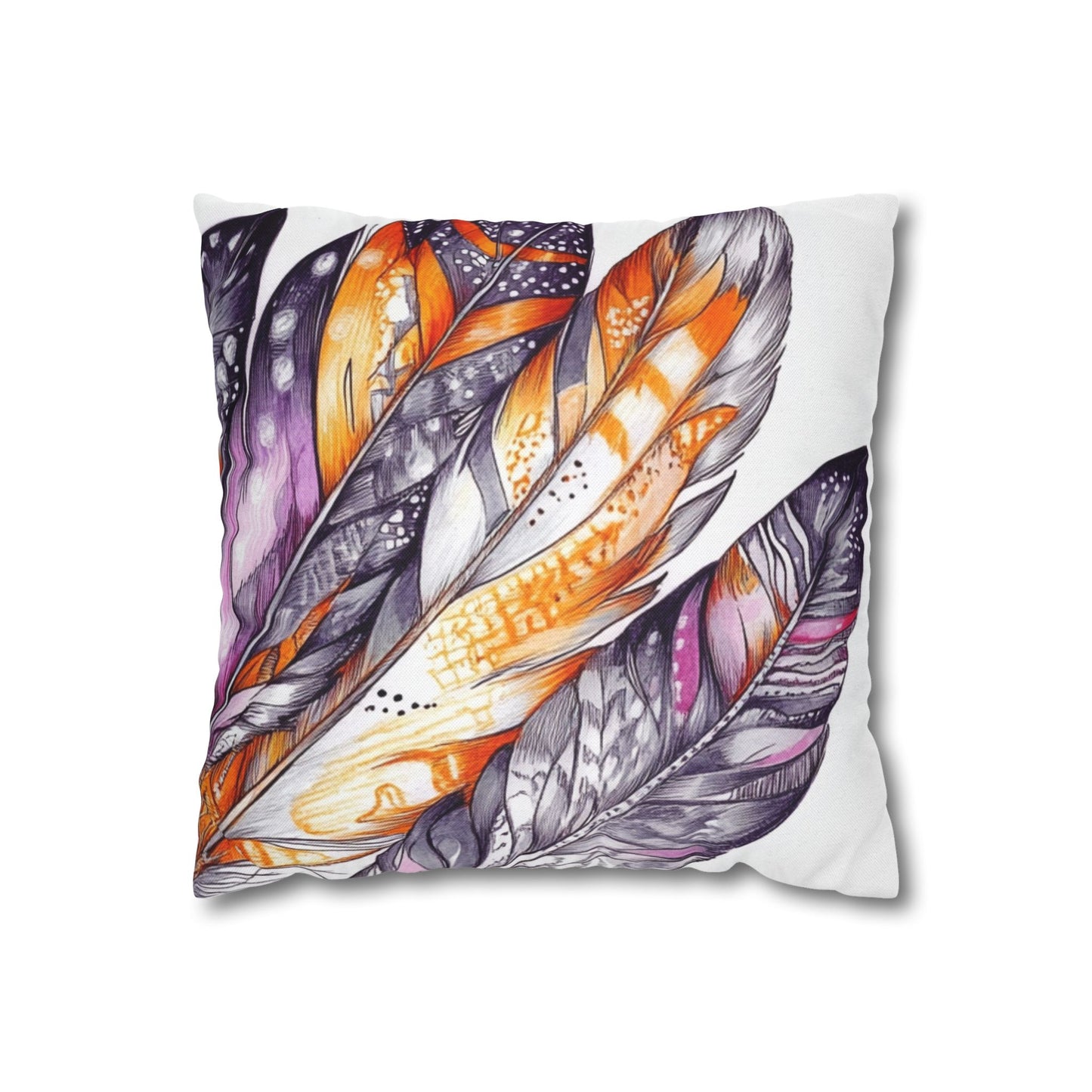 White Feathers, Spun Polyester Square Pillowcase