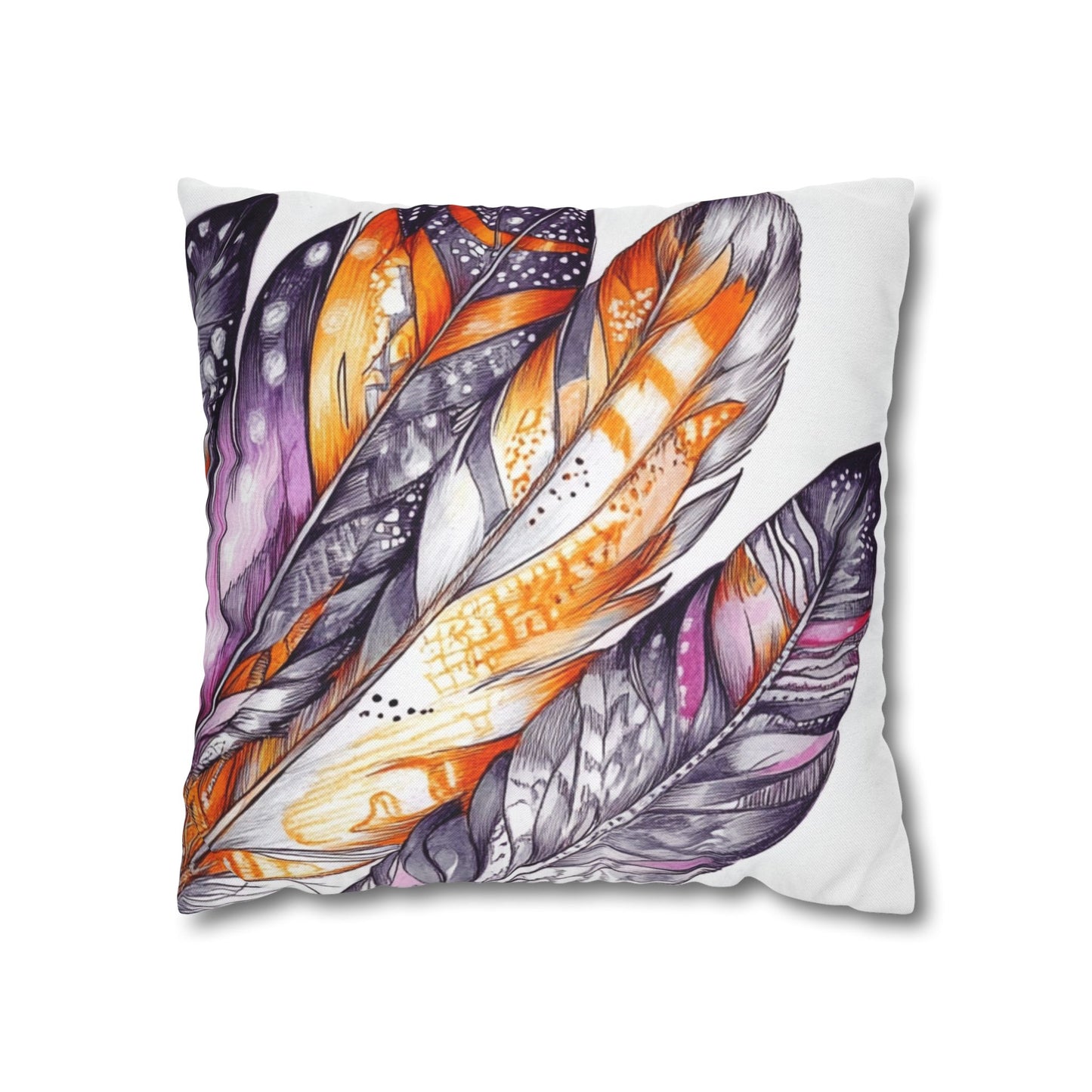 White Feathers, Spun Polyester Square Pillowcase