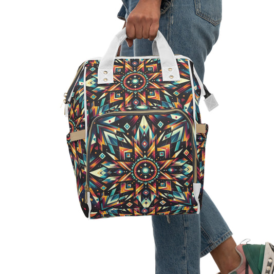 Geometric Tribal, Multifunctional Diaper Backpack