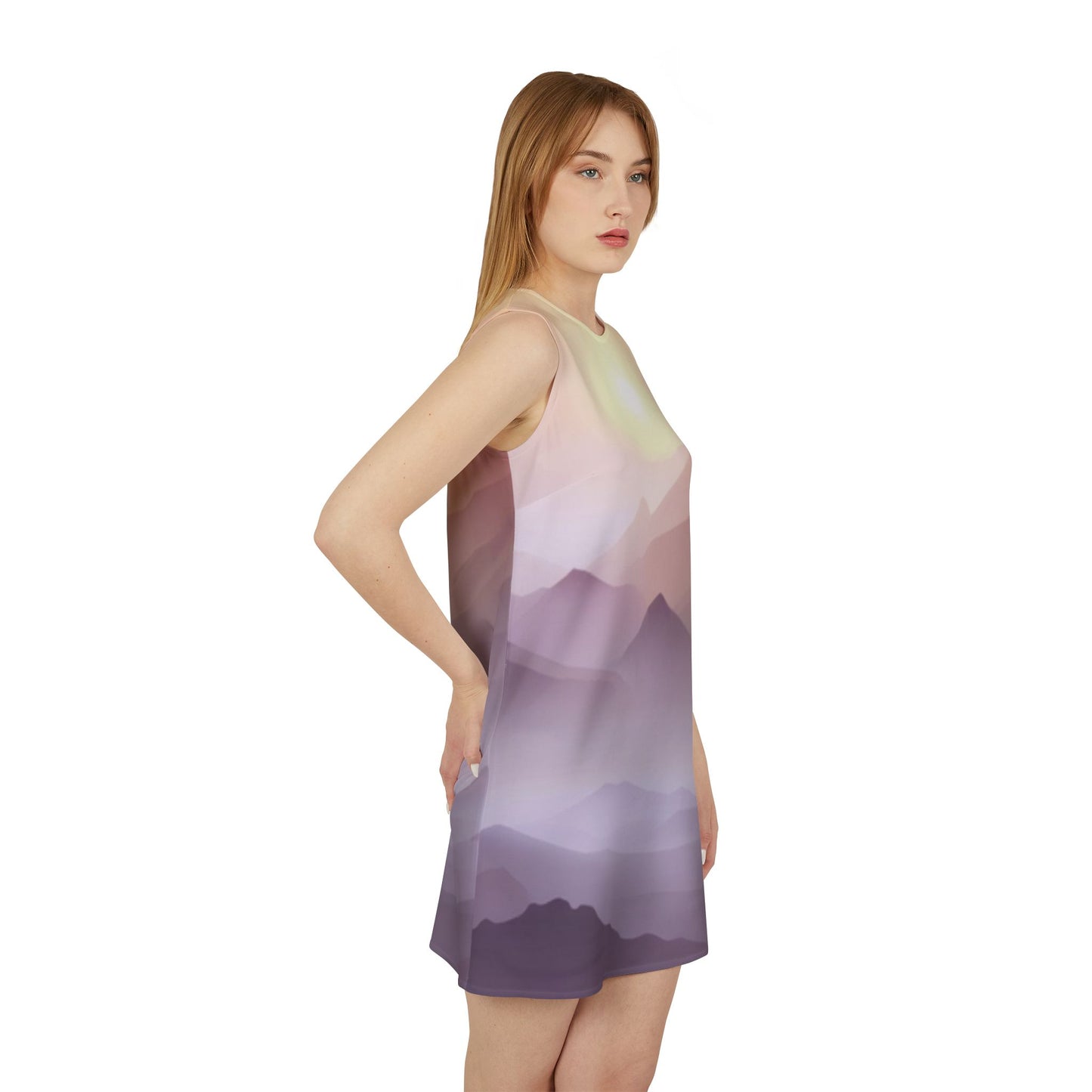 Purple Mountains, A-line Sleeveless Dress (AOP)