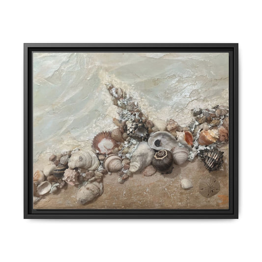 Coastal Shell Art Print, Seaside Home Decor, Nautical Wall Art, Beach Themed Gift, Vintage Shell Framed Canvas