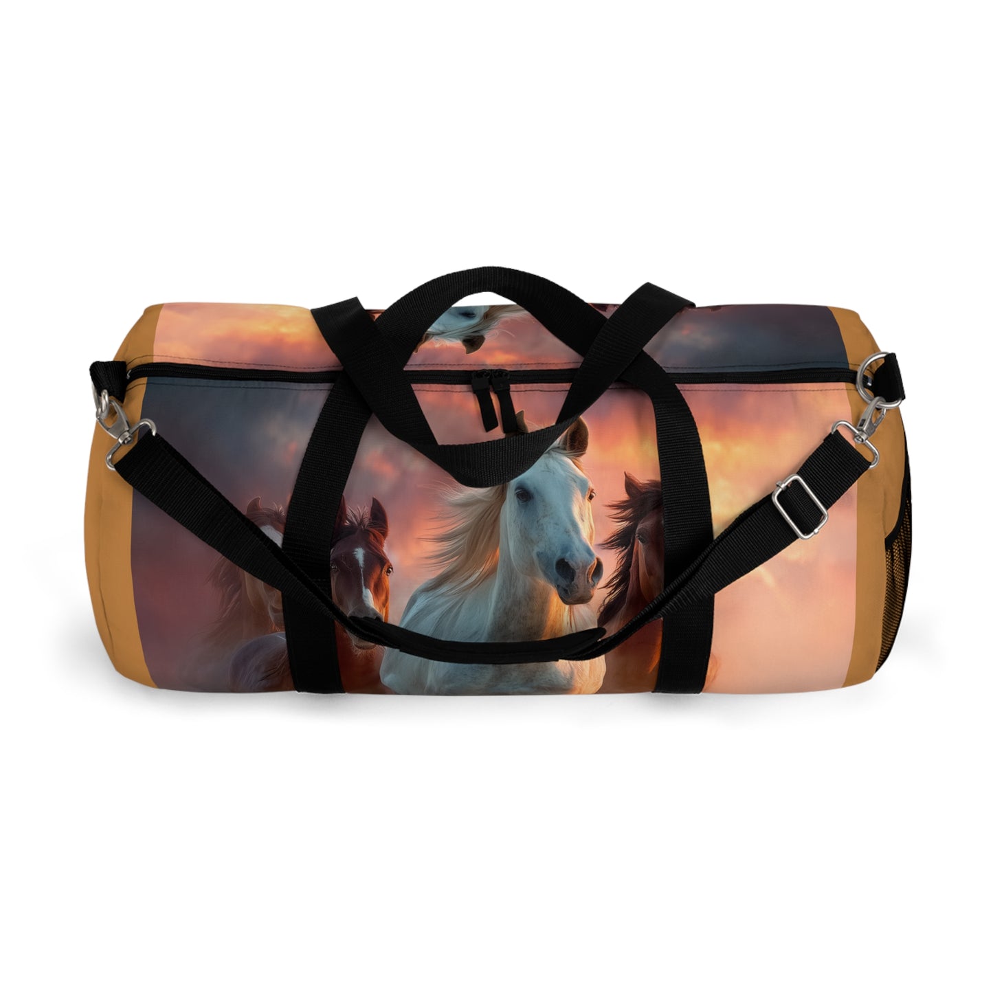 Running on Sunlight, Wild Horses Sunset Duffel Bag — Scenic Equestrian Travel Bag