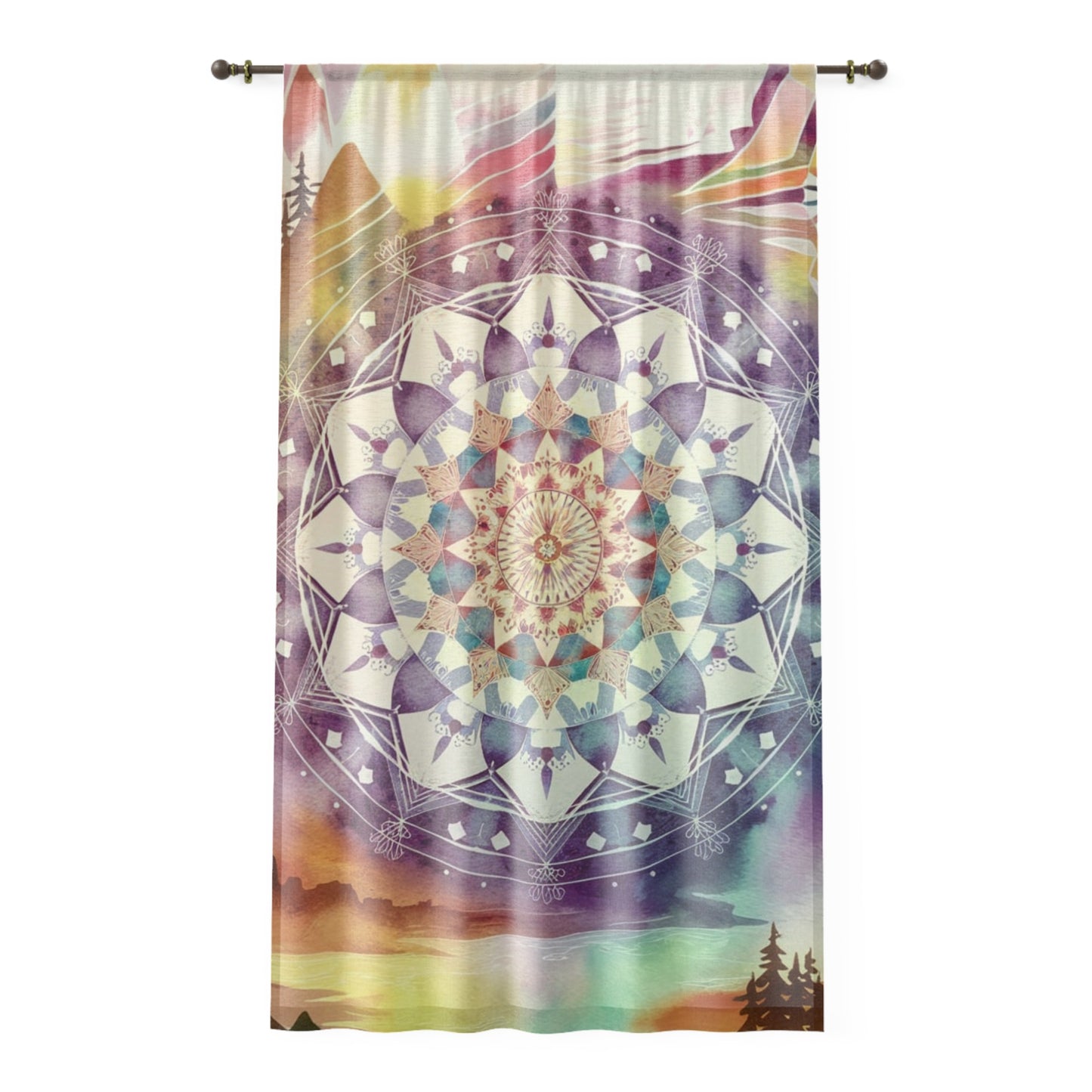 Geometric Pastel Rainbow, Window Curtain