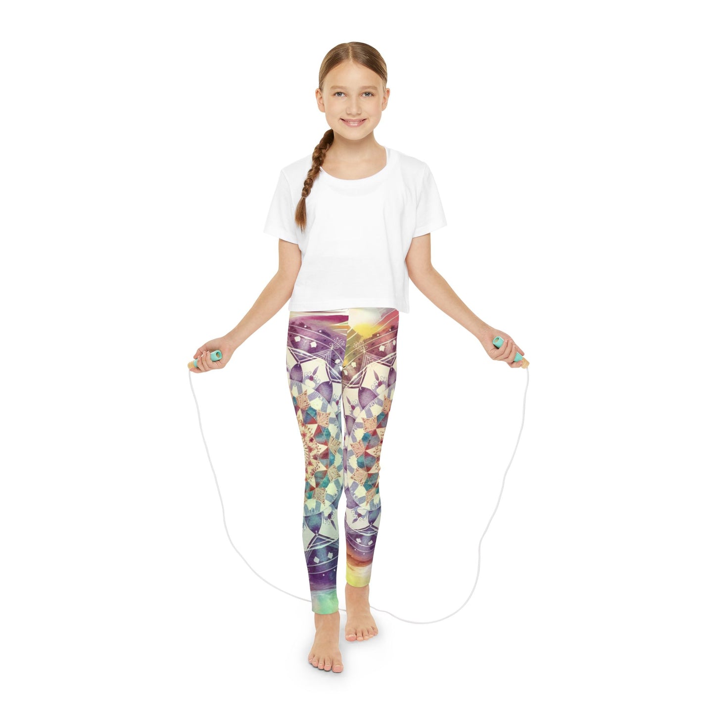 Geometric Pastel Rainbow, Youth Full-Length Leggings (AOP)