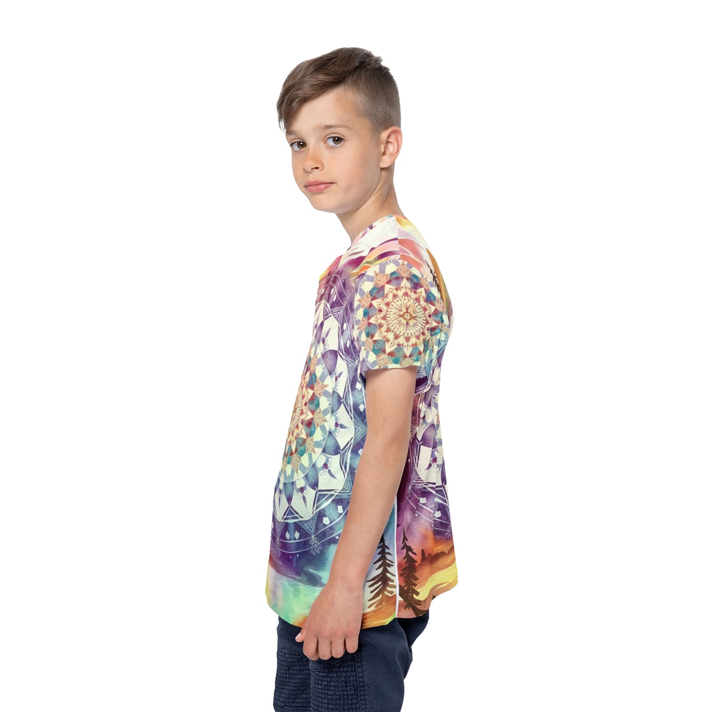 Geometric Pastel Rainbow, Unisex Kids Sports Jersey (AOP)