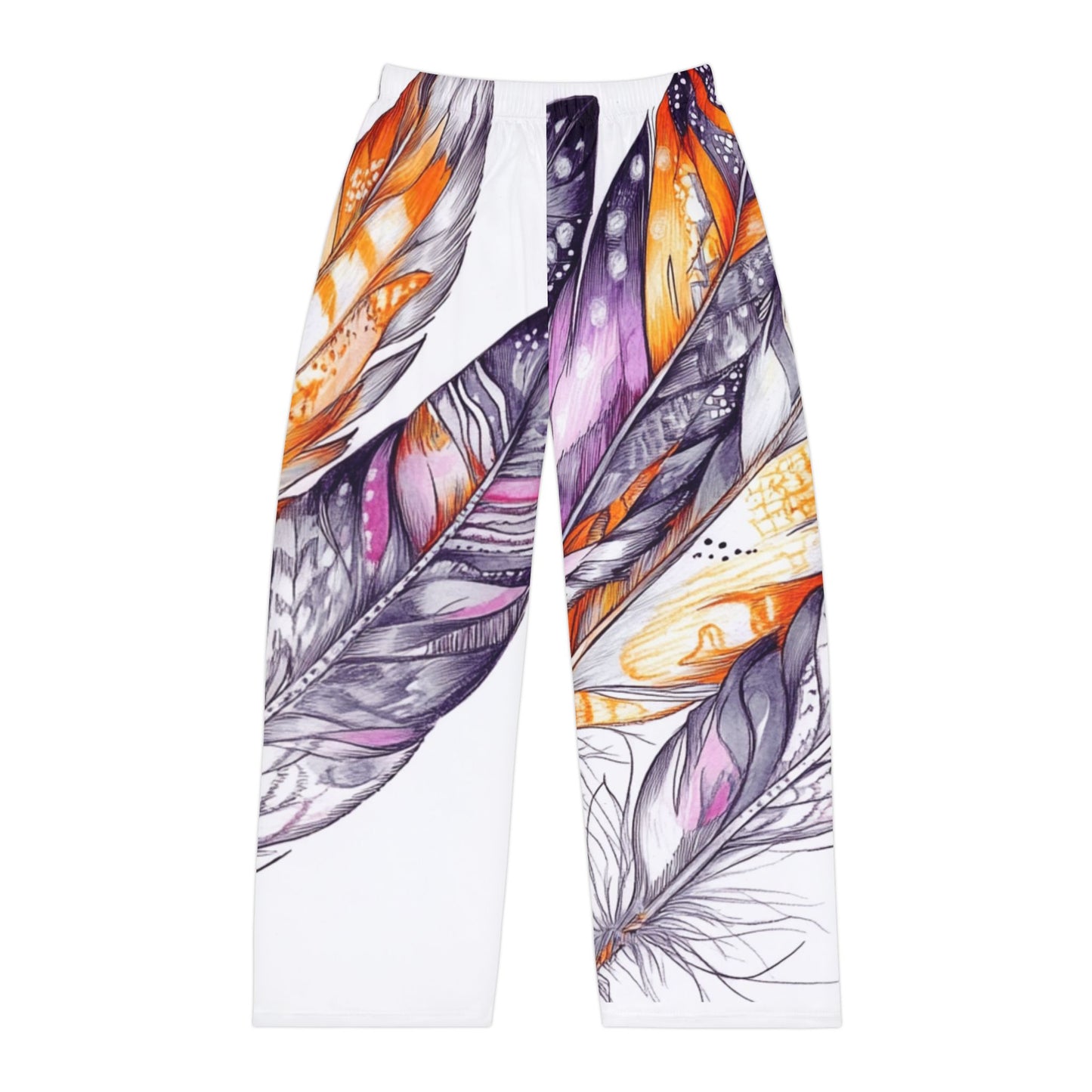 White Feathers, Men's Pajama Pants (AOP)