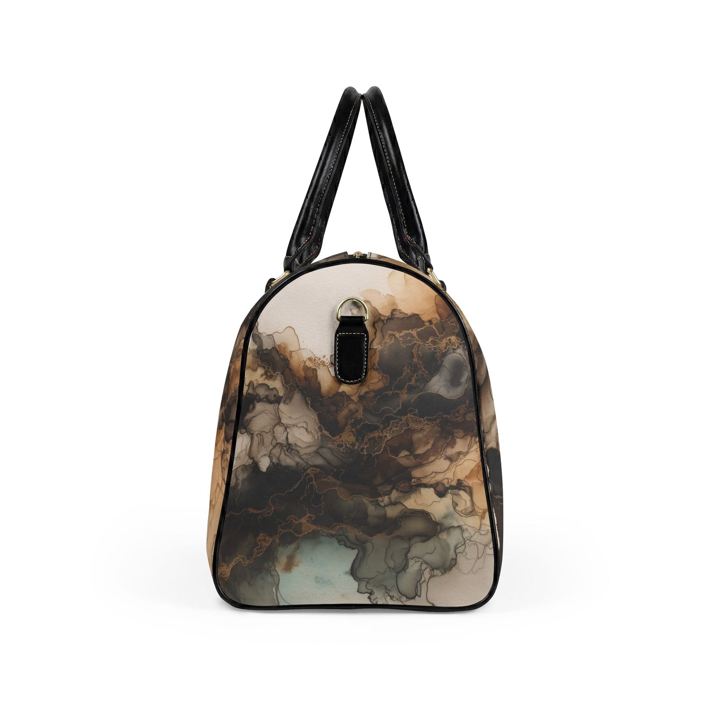 Earth Toned Watercolor, Marbled Leather Weekender Travel Bag