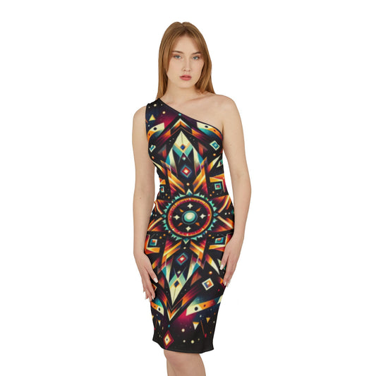 Geometric Tribal, Shoulder Dress (AOP)