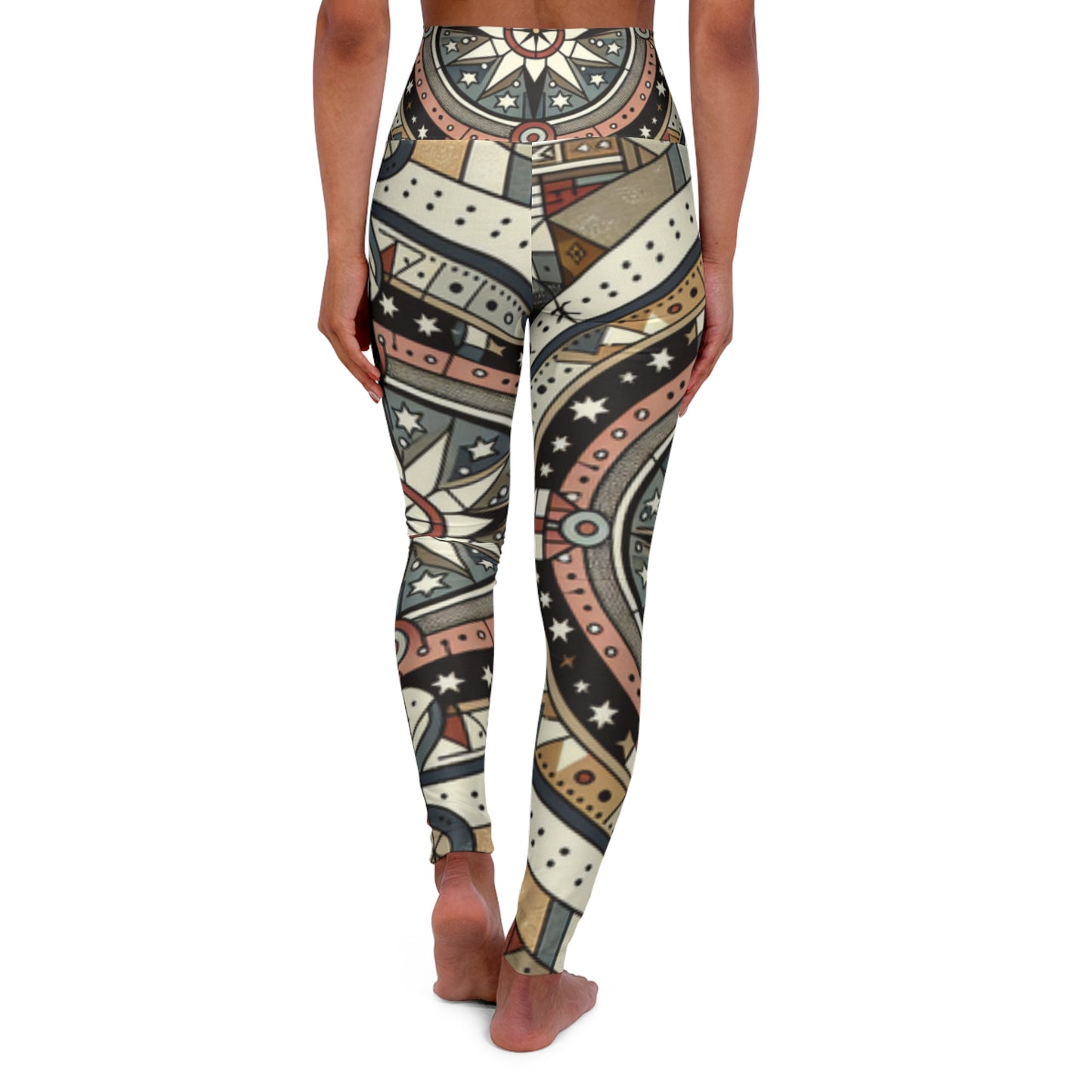 Sandstone, High Waisted Yoga Leggings (AOP)