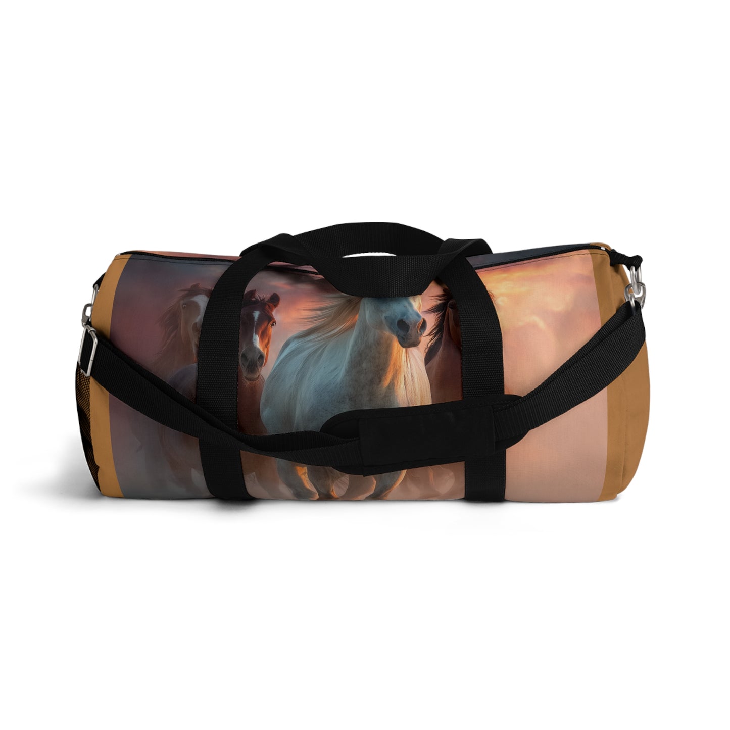 Running on Sunlight, Wild Horses Sunset Duffel Bag — Scenic Equestrian Travel Bag