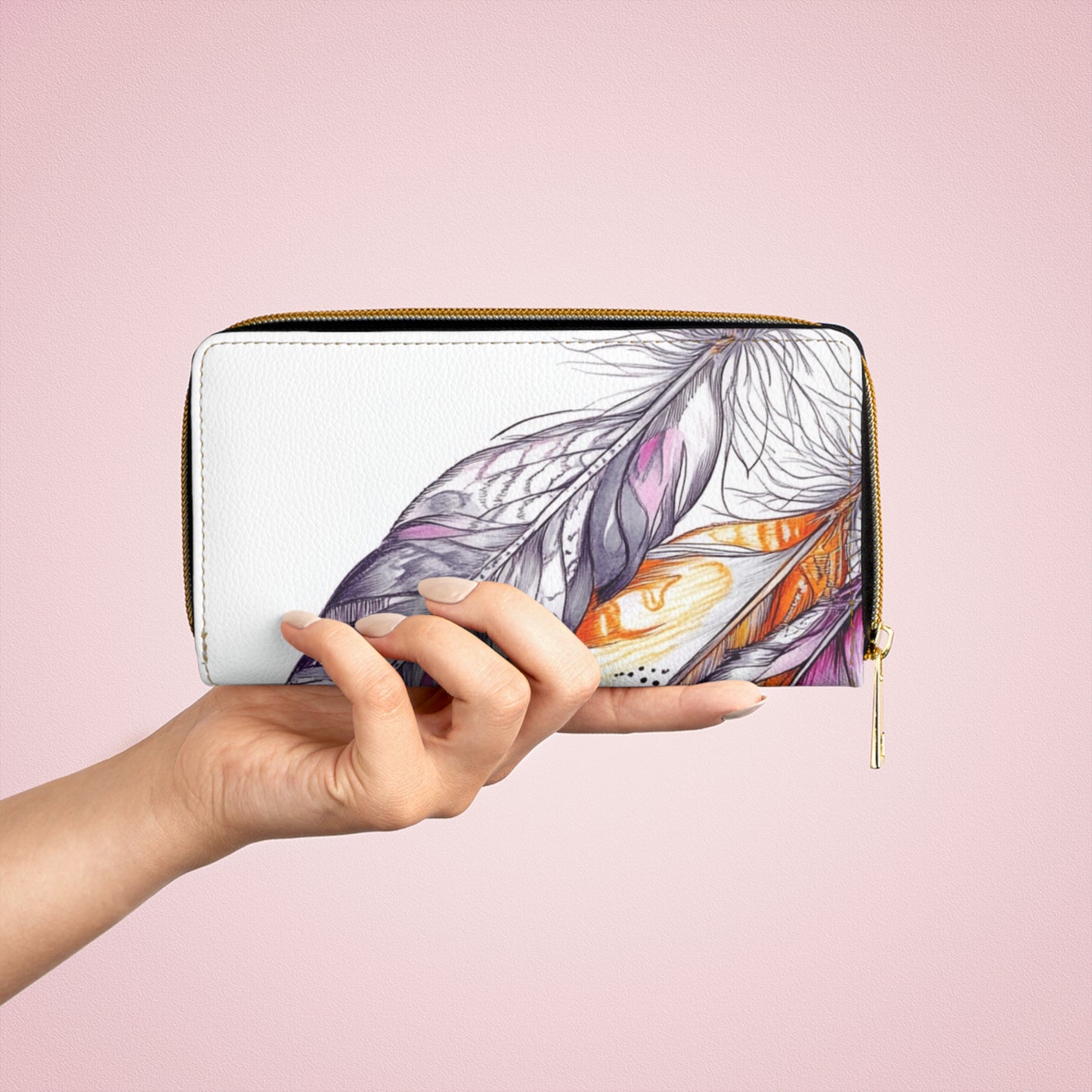 White Feather,  Zipper Wallet