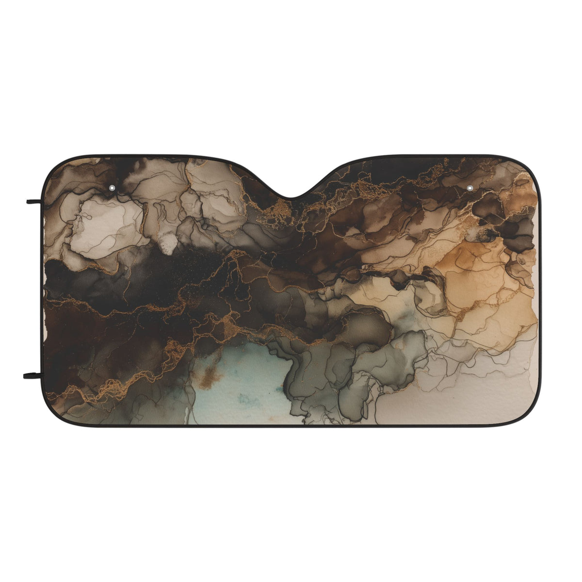 Earth Toned Watercolor, Abstract Marble Car Sunshade – UV-Blocking Windshield Shade