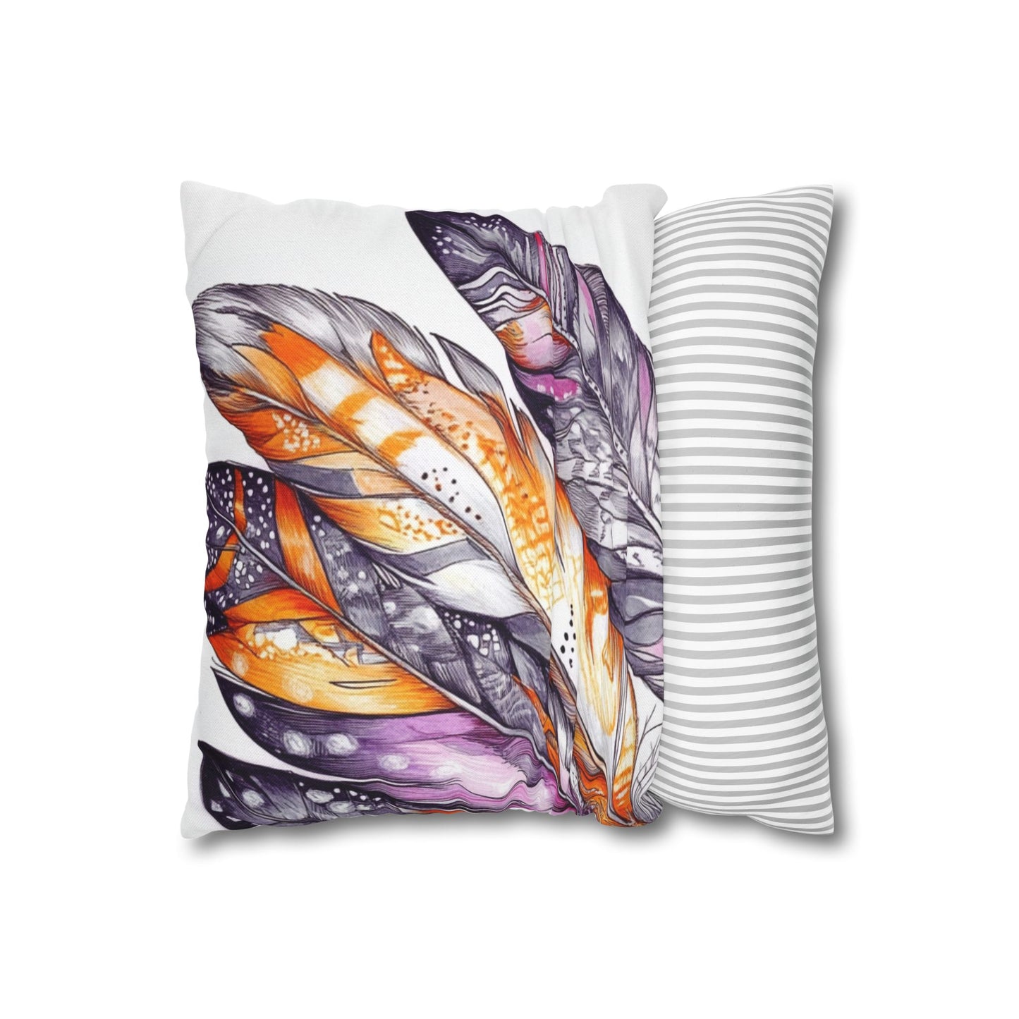 White Feathers, Spun Polyester Square Pillowcase