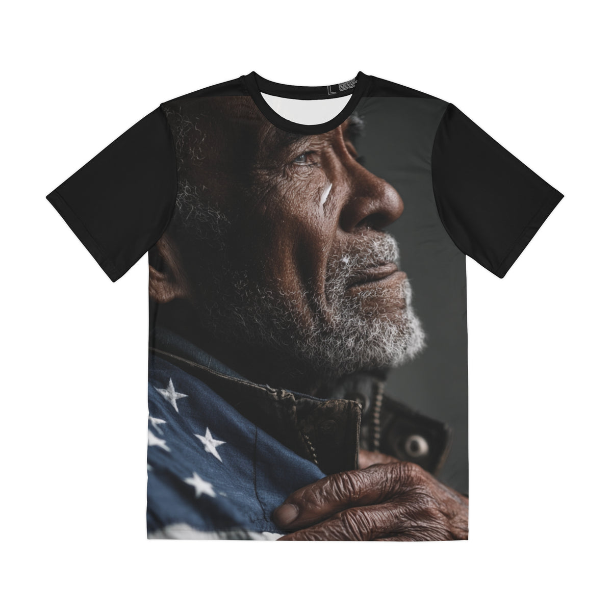 The True Patriot: Honor in the Tears, Veteran Tribute Tee — Patriotic Portrait Men’s Polyester Shirt