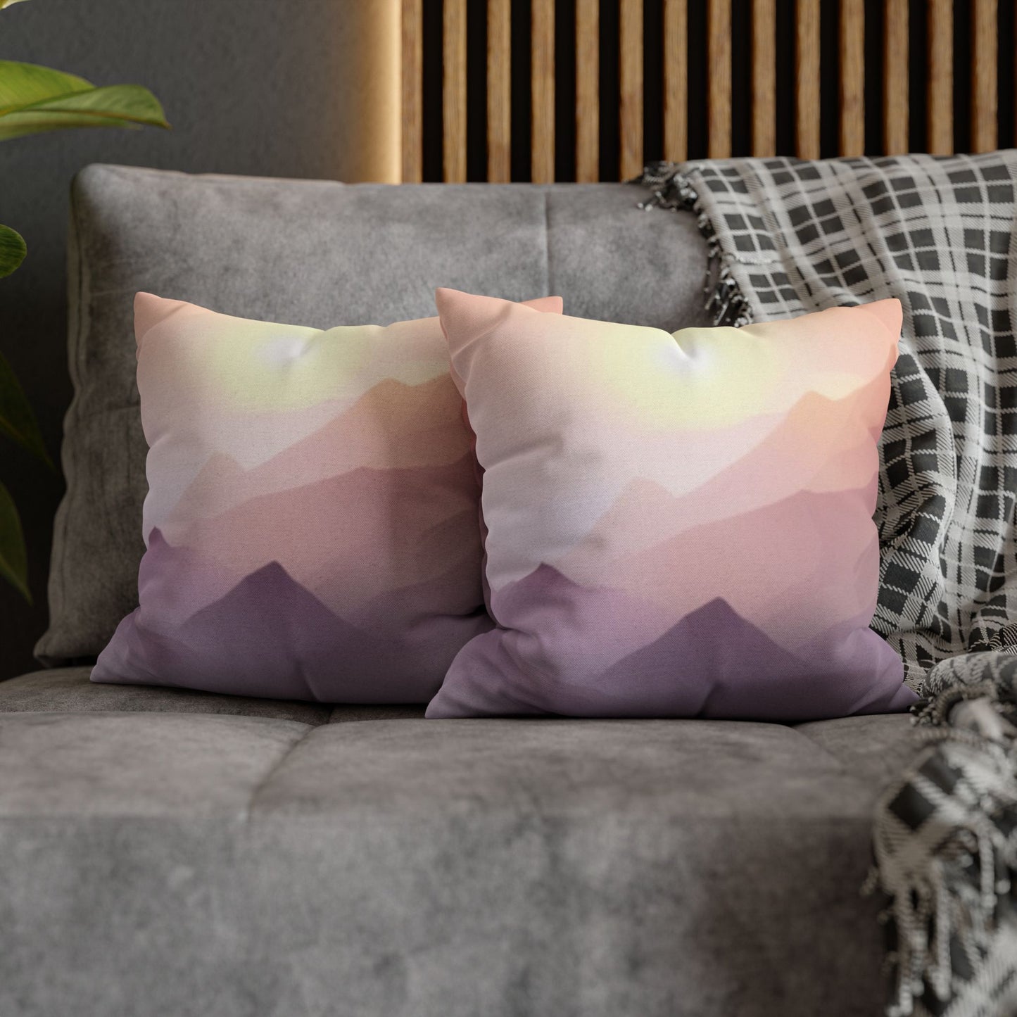 Purple Mountains, Polyester Square Pillowcase