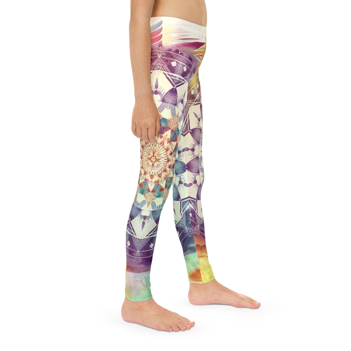 Geometric Pastel Rainbow, Youth Full-Length Leggings (AOP)