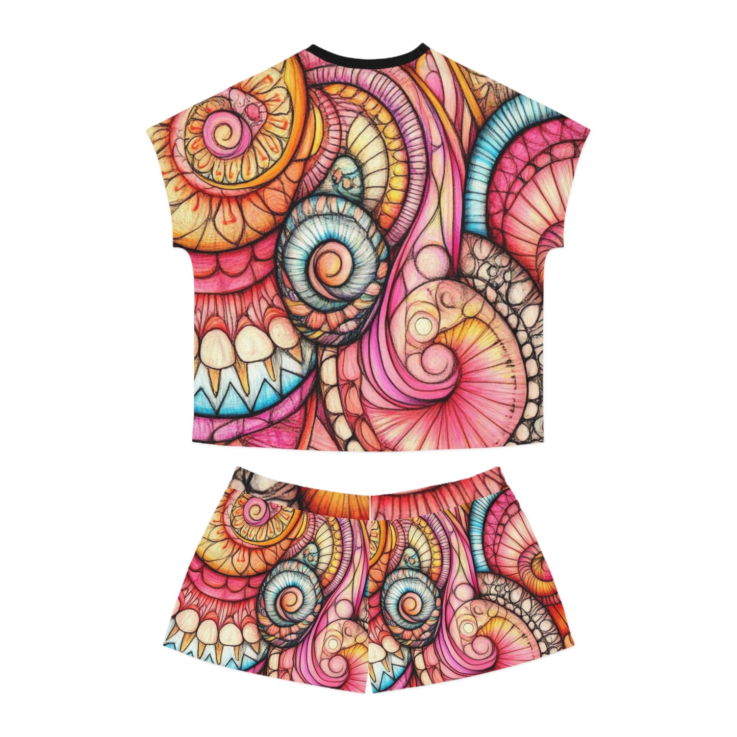 Abstract Seashell, Women's Short Pajama Set (AOP)