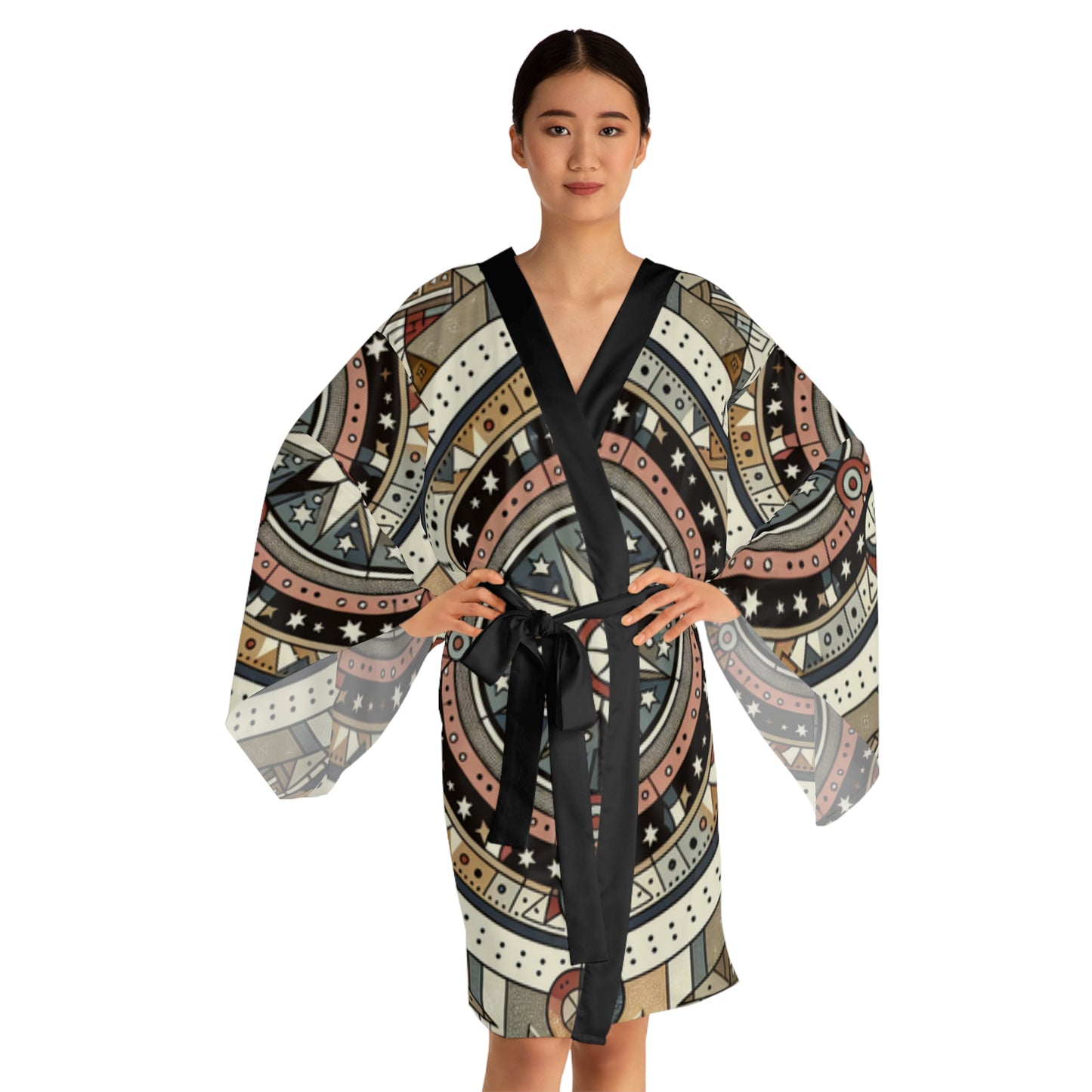 Sandstone, Long Sleeve Kimono Robe (AOP)