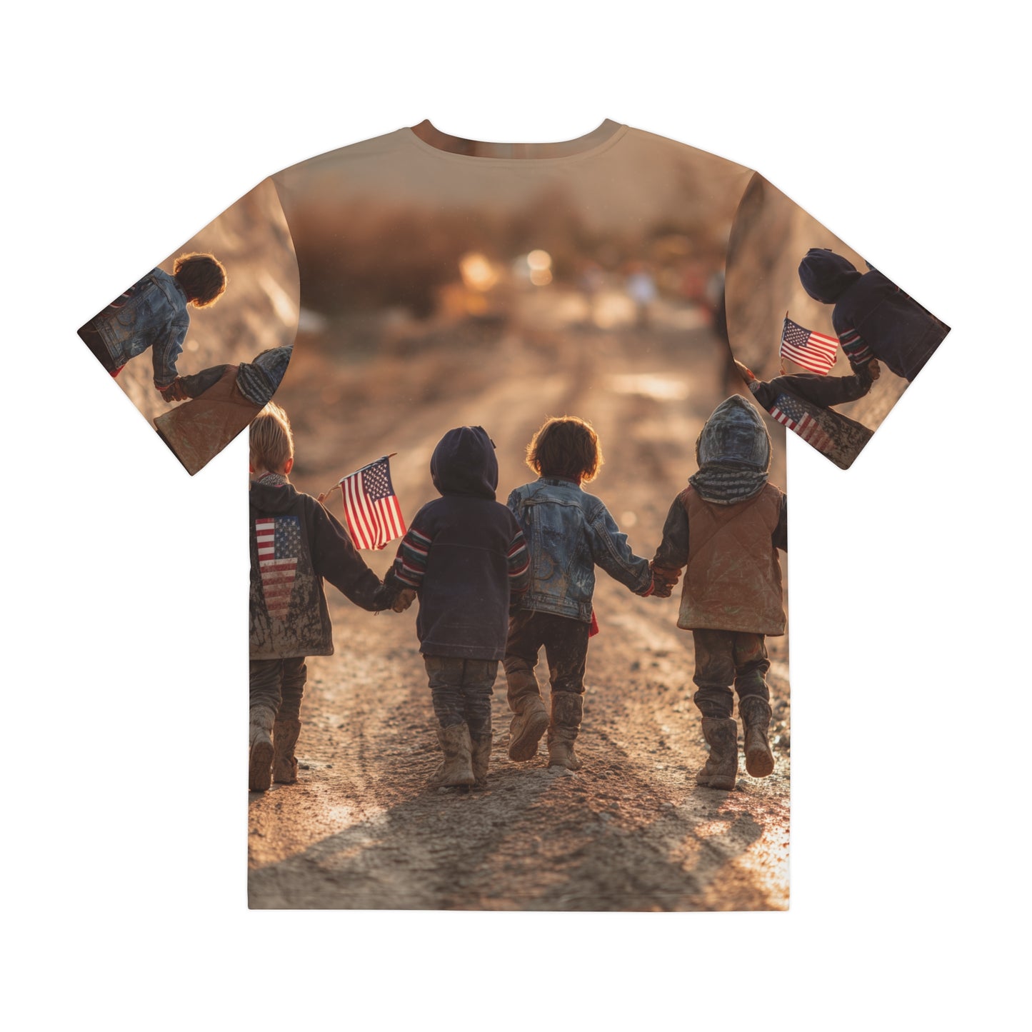 Hand in Hand, Patriotic Kids Walking All-Over Print Tee