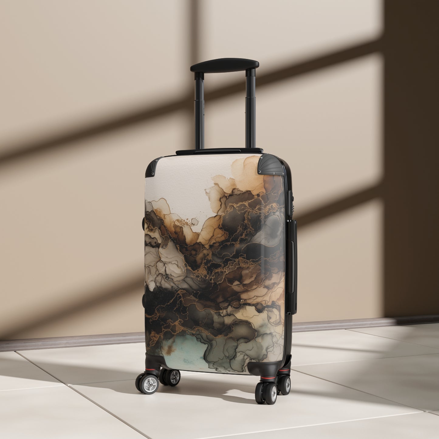 Earth Tone Watercolor -Unique Easy Identify Travel Suitcase -Abstract Marble Cabin Suitcase – Artistic Carry-On Luggage